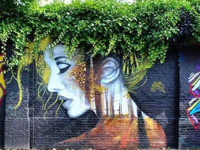 茂盛的墙头-创意墙体彩绘