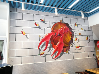 龙虾馆墙体彩绘